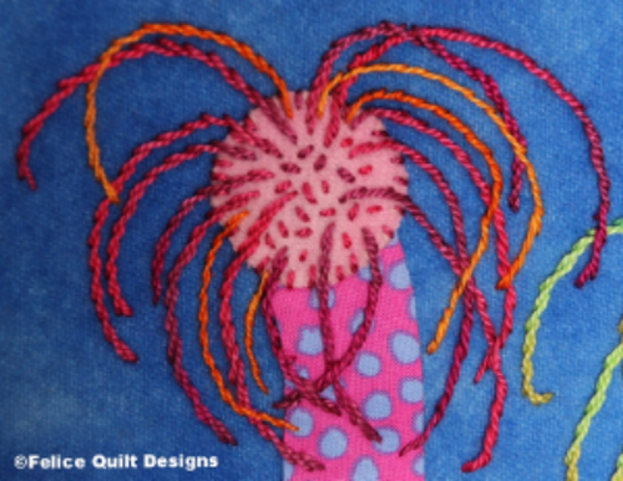 The Stem Stitch is used to create the anemone fingers.