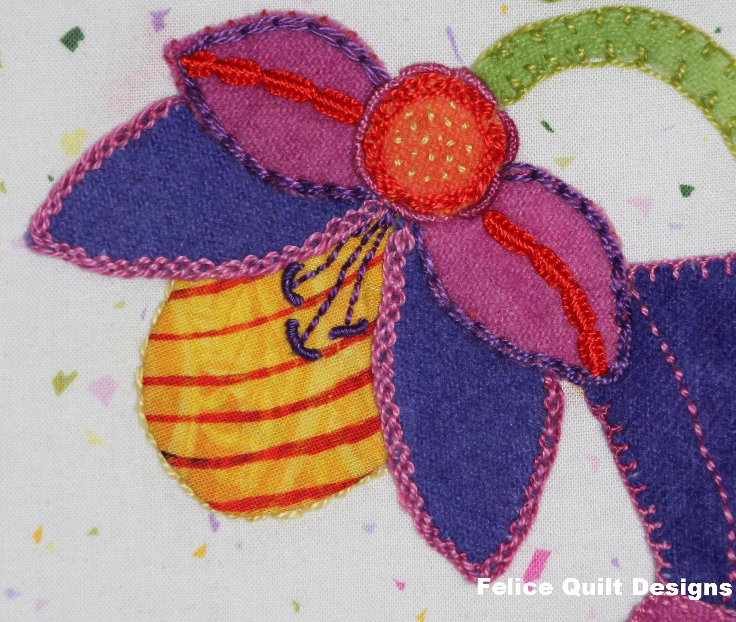 Vase of Beauties detail- Felice Quilt Designs