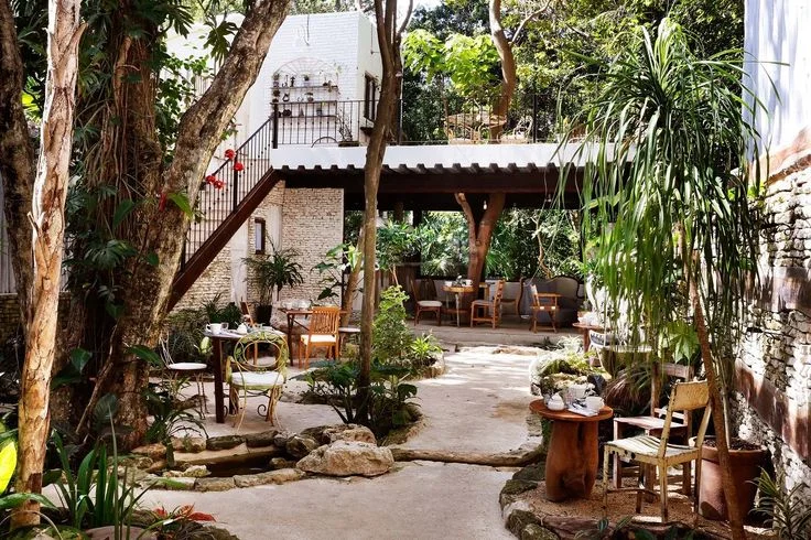 Inspired by coastal villas, the interior evokes cozy secluded vibes