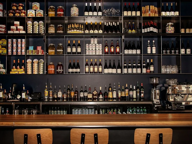 A boutique beer and wine section