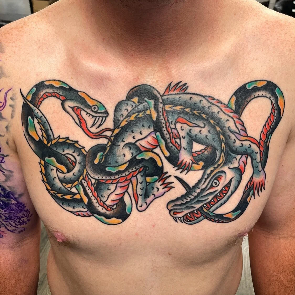 Semi-healed shot of Jacobs chest from warmer times. Want a bigger tattoo? Let’s make you look tuff @loyaltytattoos #saltlake #saltlakecity #slc #slcart #slctattoo #slctattoos #utahliving #saltlaketattooshop #utah #utahtattoo #marionstreettattoo