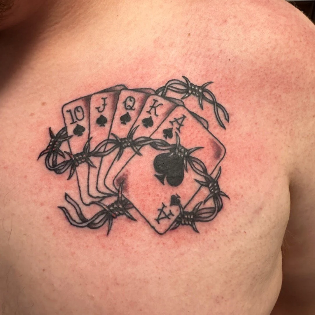 Royal flush
#tattoo #tattoos #tattooart #saltlakecity #saltlaketattoos #saltlaketattooartist #slc #slctattoo #slctattooartist #utah #utahtattoo #utahtattooartist #loyaltytattoos @loyaltytattoos