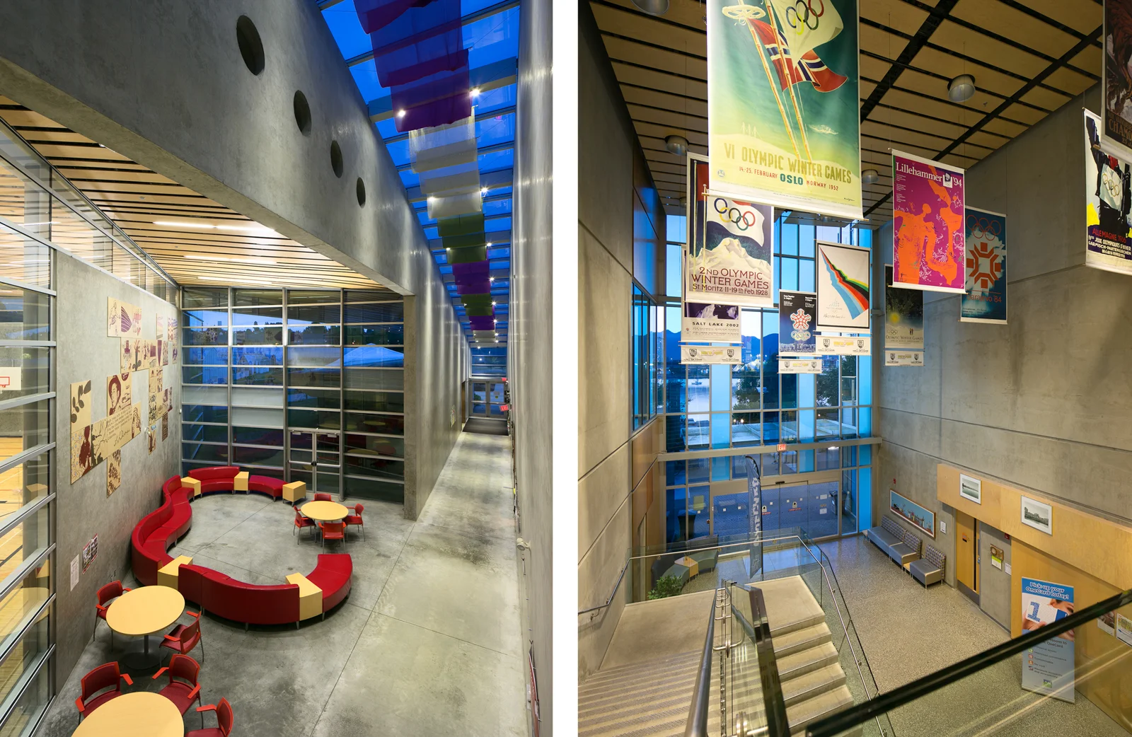◀ Sunset Community Centre, Vancouver, Canada | Bing Thom Architects.▶ Creekside Community Centre, Vancouver, Canada | Nick Milkovich Architects.(左) 日落社區中心, 溫哥華, 加拿大.(右) 溪邊社區中心, 溫哥華, 加拿大