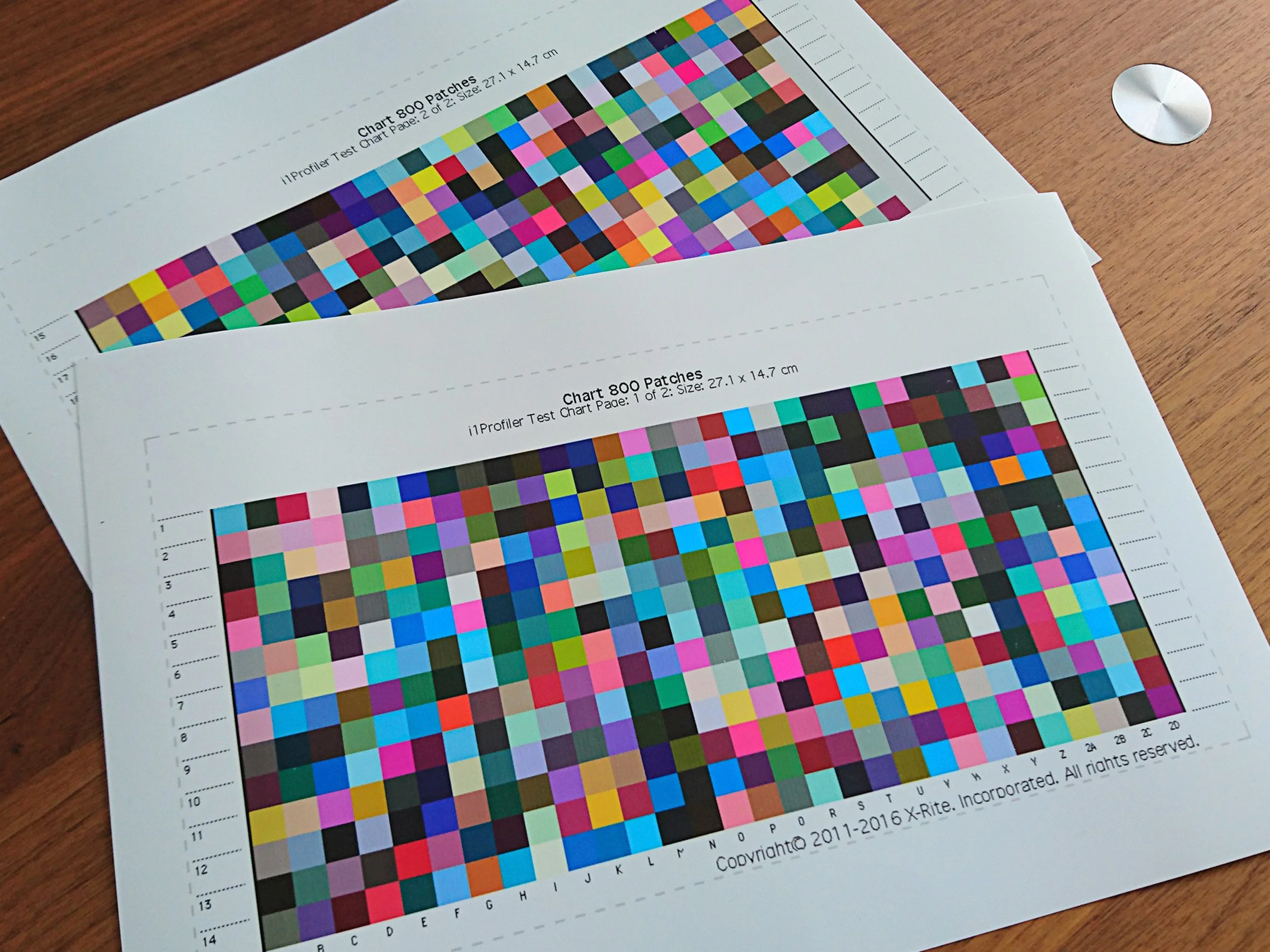 Claire Chao 攝影工作室內的色彩導表，用於建立精確的色彩描述檔（Color Profile）。
