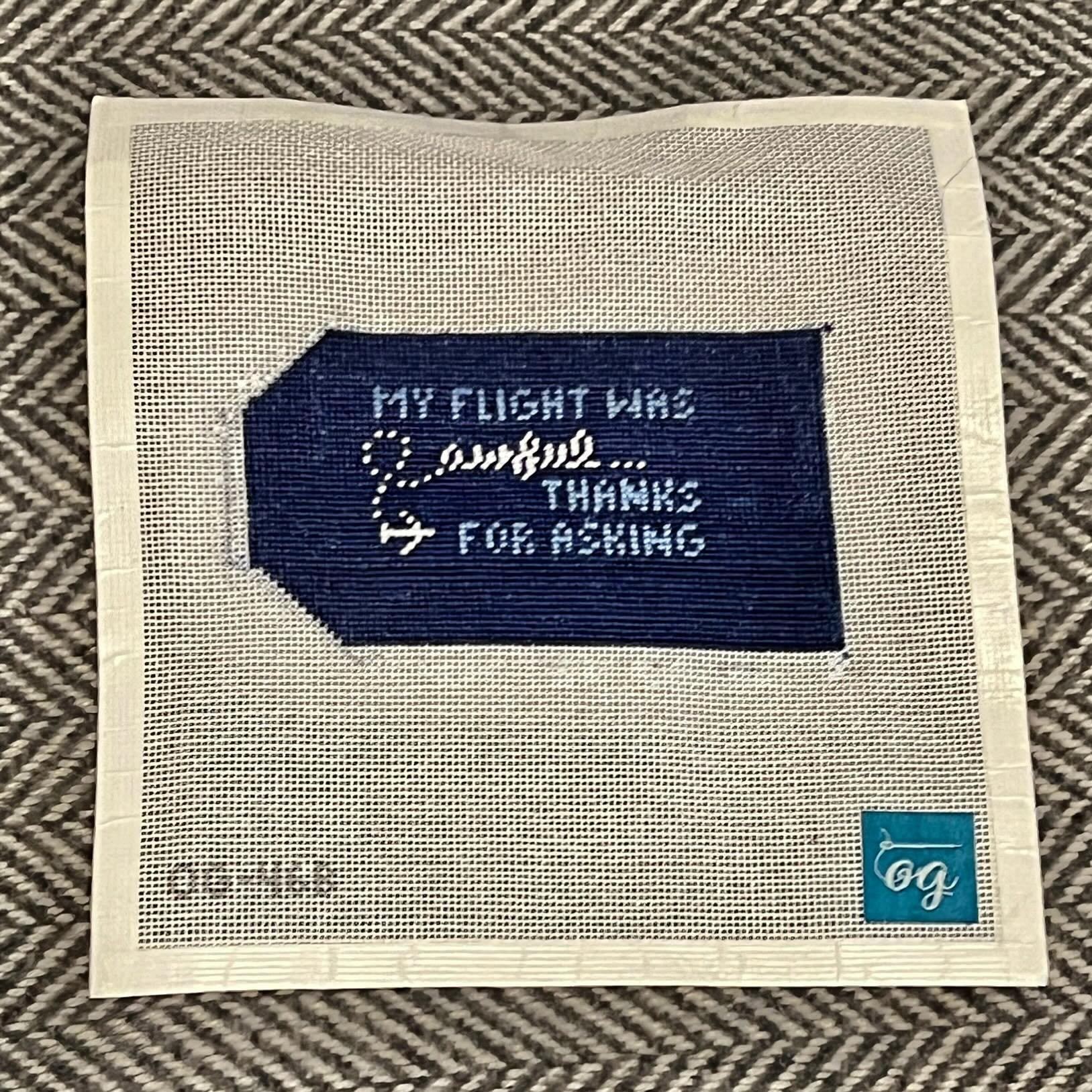 Headed your way, @jgbroner!!

This @oliviagraceneedlepoint luggage tag canvas came as a rectangular design, intended to fit into a self-finishing luggage tag. I adapted the shape to the template provided by @jgbroner for finishing, and plan to have i