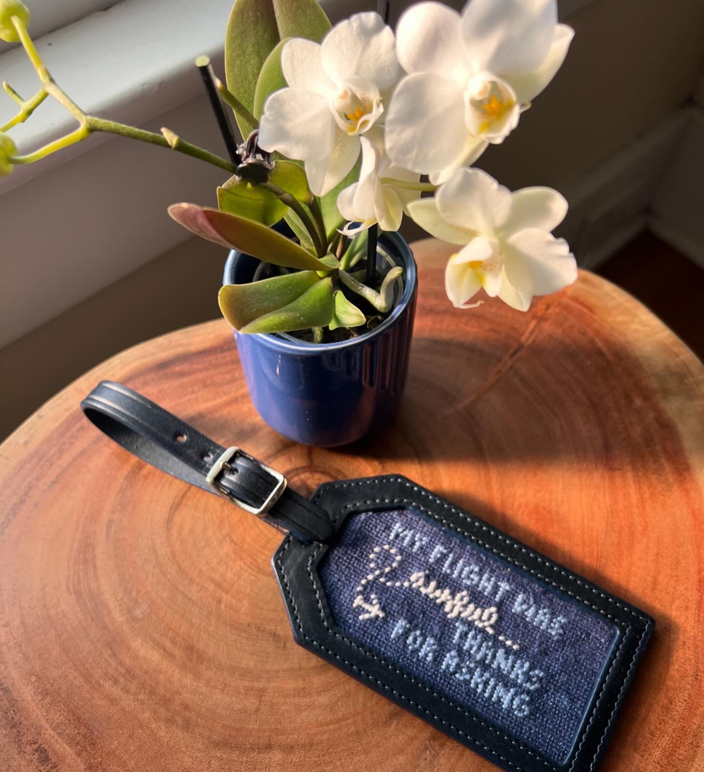 A perfect @taylorswift lyric + an adorable @oliviagraceneedlepoint canvas + @jgbroner&rsquo;s absolutely perfect leatherwork. 💙
