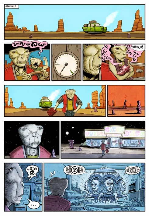 How do you find balance between working in various art mediums? to the best of my knowledge you create comics, paintings, sculpture and music, does any one art form take precedent? I kind of tend to gravitate towards one thing or another at any given time. I'm just coming out of a heavy comics period (1 or 2 pages a day) and going into some traditional art territory. Whatever is most important at any given time is what I tend to concentrate on. Working out whats important can be the hard thing sometimes... In the end though, comics will probably win out. Here's hoping I never have to make a choice to stick to any one thing! Music is serious fun, and the only team sport I have ever taken part in. My band Plague Doctor explores a lot of the same themes I do in my work, but you can dance to it. What led to you moving from New Zealand to Australia? I am an economic refugee. I came by plane though, so thankfully I was not locked up indefinitely in a detention center.