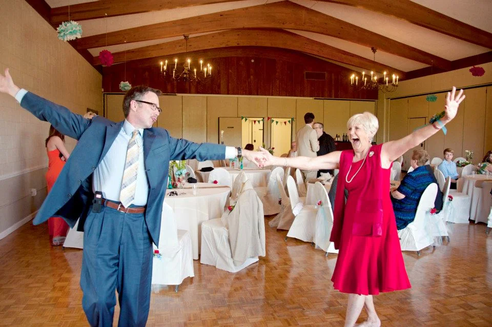 Stephen showing off his dancing skills with the mother of the bride.