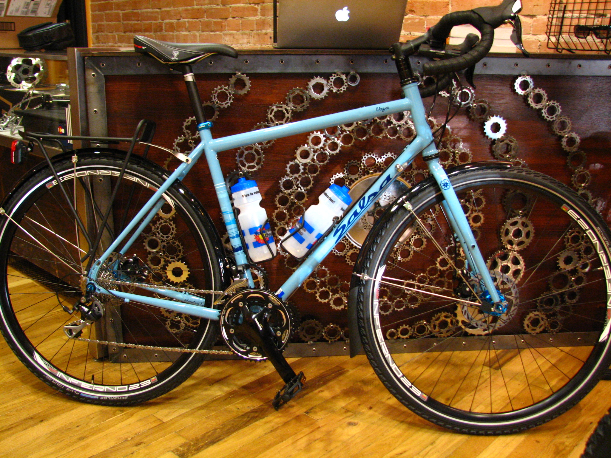 Patrick's new Vaya touring bike, set up as the ultimate commuter with Arkel panniers, USB-rechargeable lights, and fenders. Wicked!