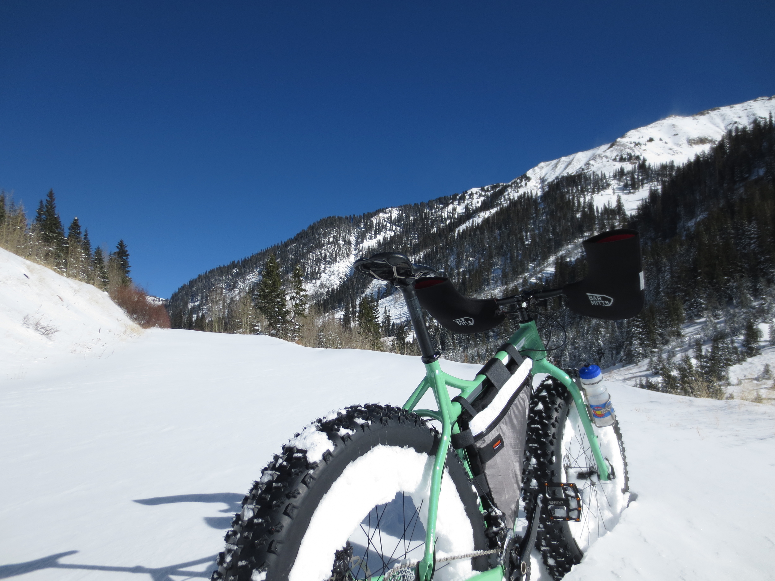 Much more snow in those wheels and I'll have some super-heavy aero disc wheels!