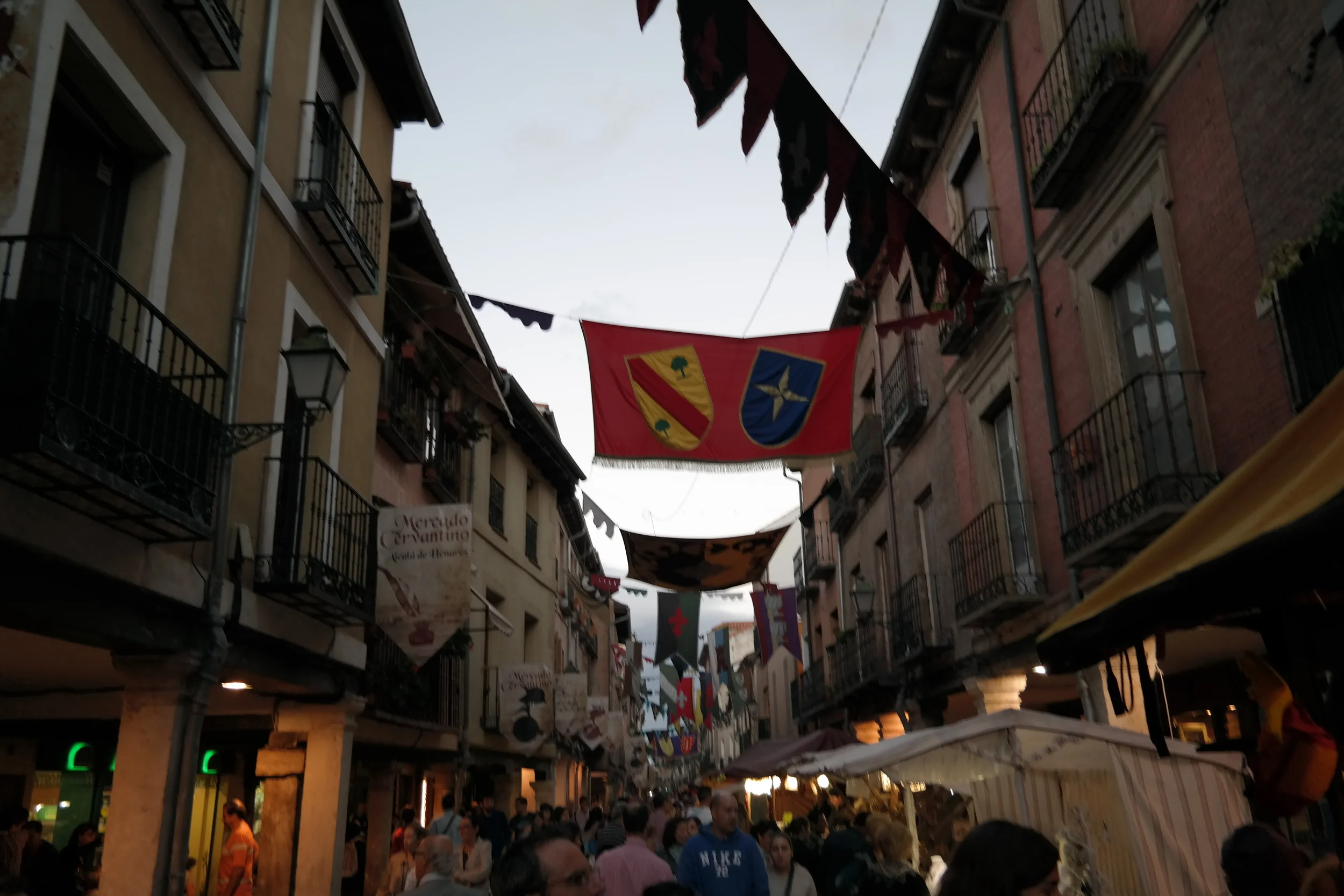 The view of Calle Mayor, one of the main streets here in Alcalá.