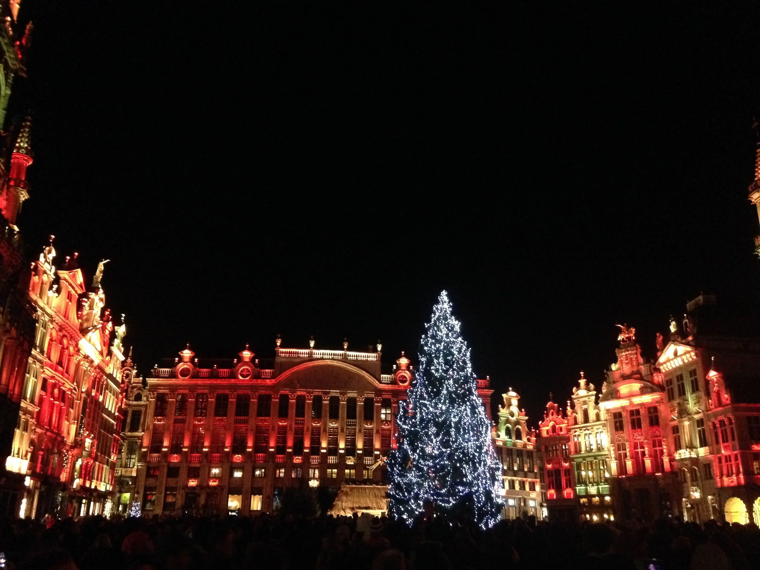Grand Place completely transformed at nighttime. The only word I can think of to describe this light show is magical.