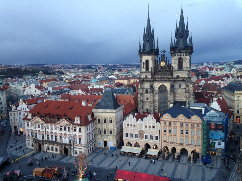 View of the Old Town Square from a tower. We also spotted a rooftop bar/restaurant that we managed to find, which was so much fun.