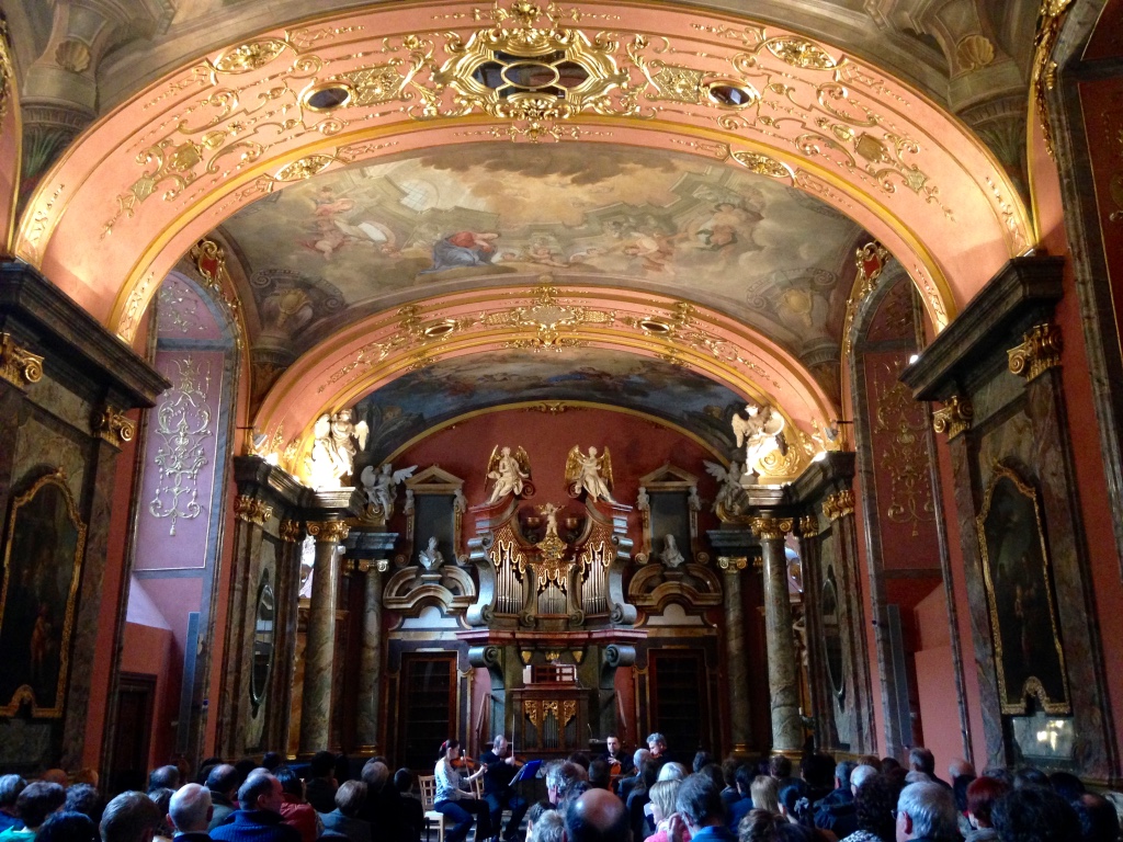 We went to a string quartet concert in a beautiful music hall in downtown Prague. Well worth the money to hear professionals playing European composers' music, including a song that I played in high school orchestra ("The Moldau" by Smetana)--they played it just a little bit better than we did.