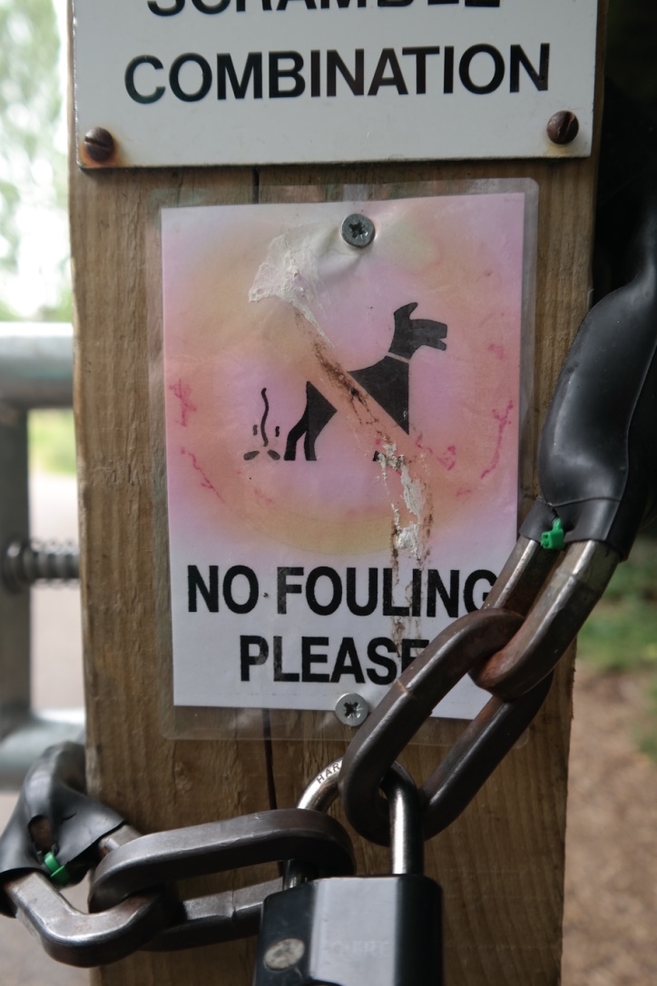 First of all, they call pooping "fouling," which is awesome. Then they continue by adding "please" to this command.