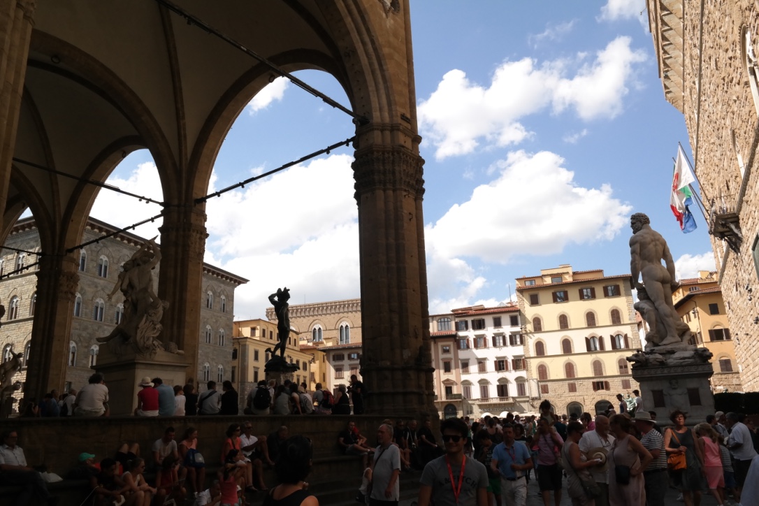 The Piazza della Signoria --one of my favorite spots to sit and people watch, listen to street musicians, or catch a free outdoor concert at night (we heard a German youth orchestra here one night that was very good).