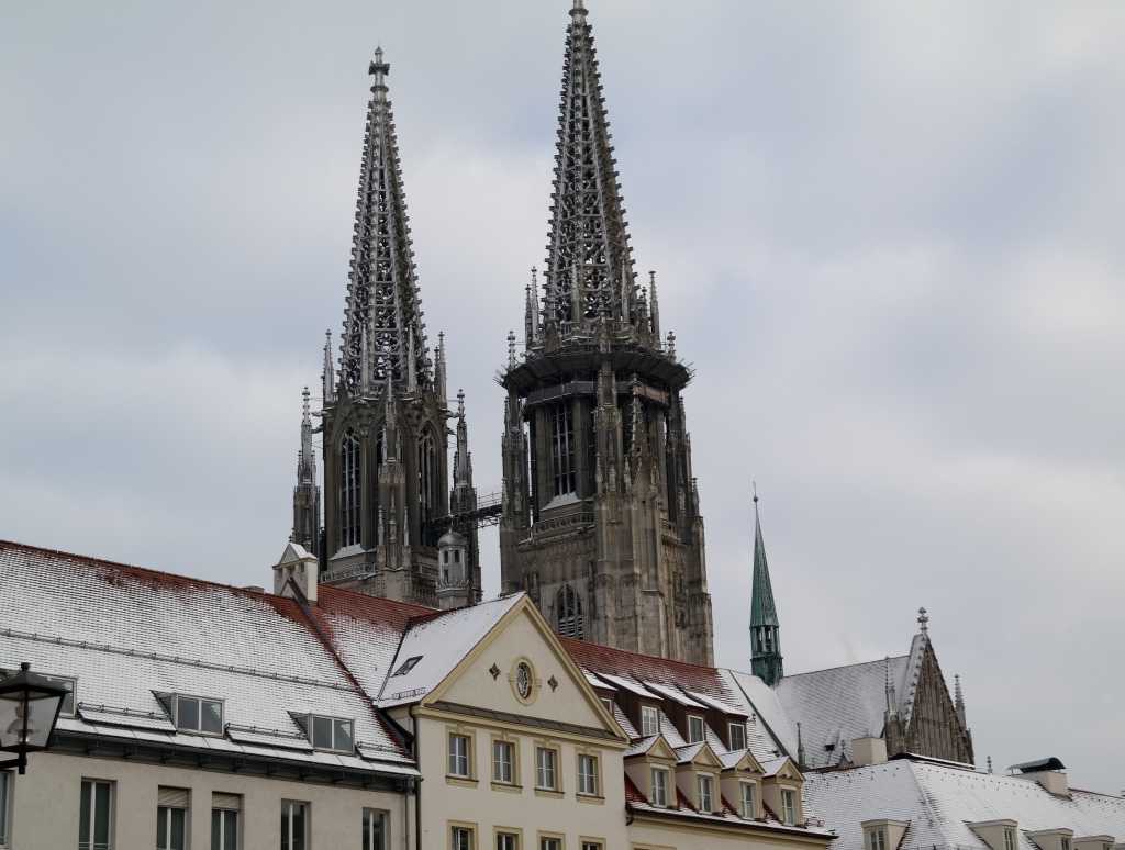 A snowy Regensburg.
