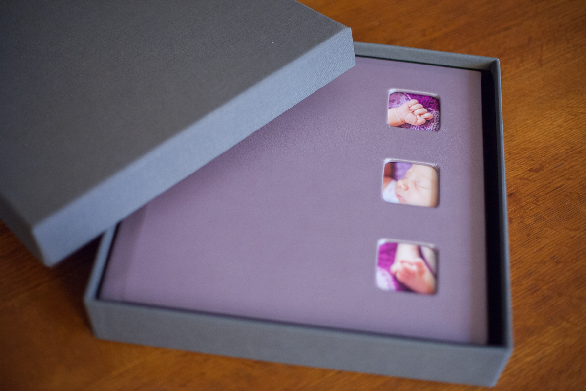 Heirloom Album canvas box with leather cover and 3 cameo images