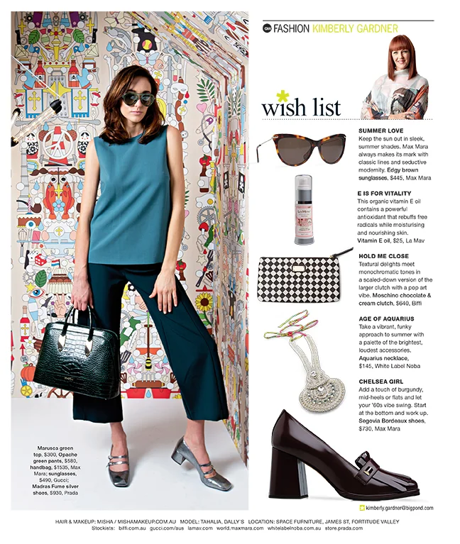 Fashion for Q Weekend Magazine, The Courier Mail. Styling : Kimberly Gardner, Hair & Makeup : Misha, Photography : Russell Shakespeare