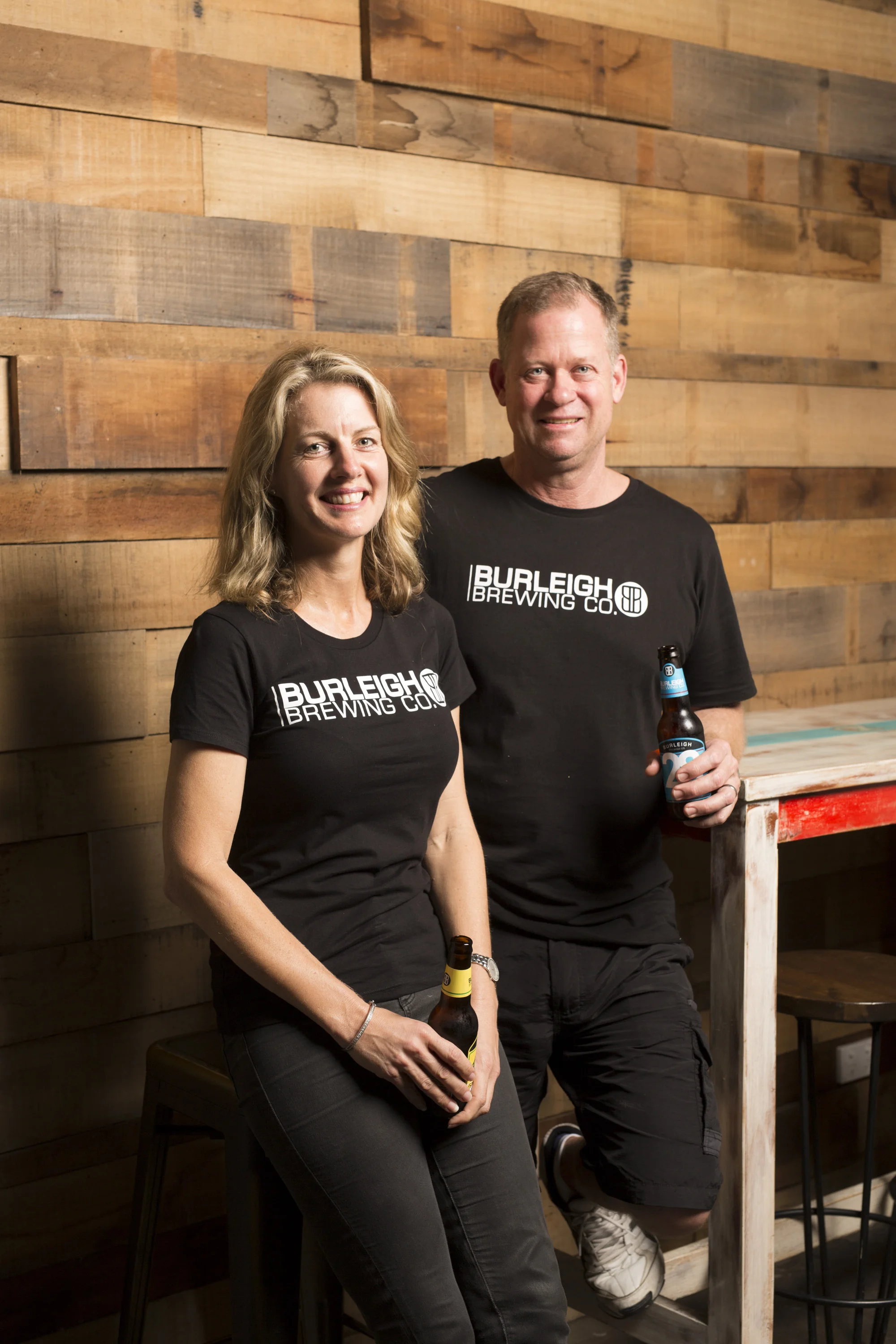 Burleigh Brewing..pictured is Brennan Fielding (Director & Brewmaster) and wife Peta Fielding CEO at the Brewery, Burleigh Heads, Qld, Australia.