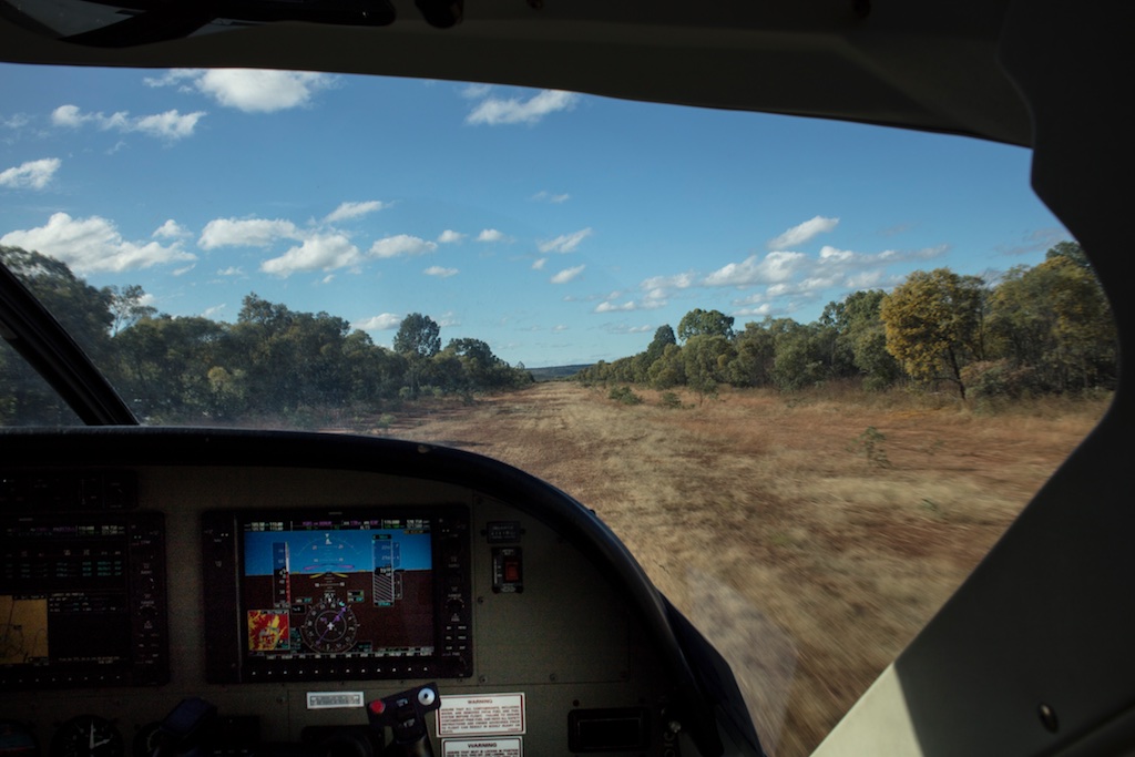  Royal Flying Doctor Service Clinic at Gilberton Station, Qld...taking off from the dirt airstrip 