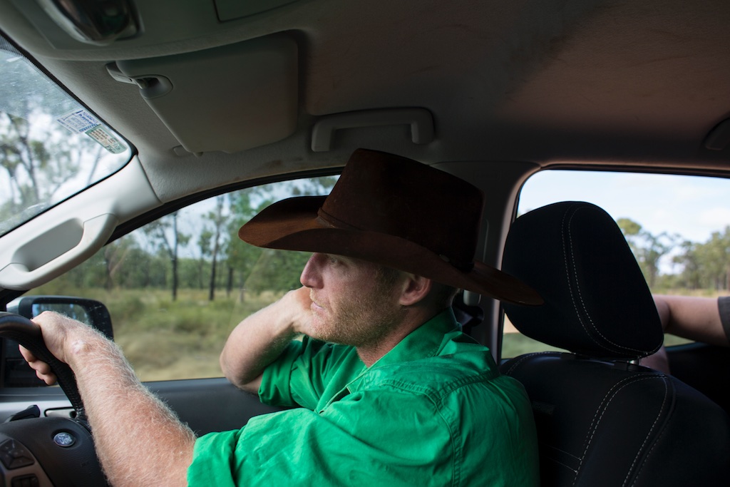  Royal Flying Doctor Service Clinic at Gilberton Station, Qld..Ashley French driving us to the station 