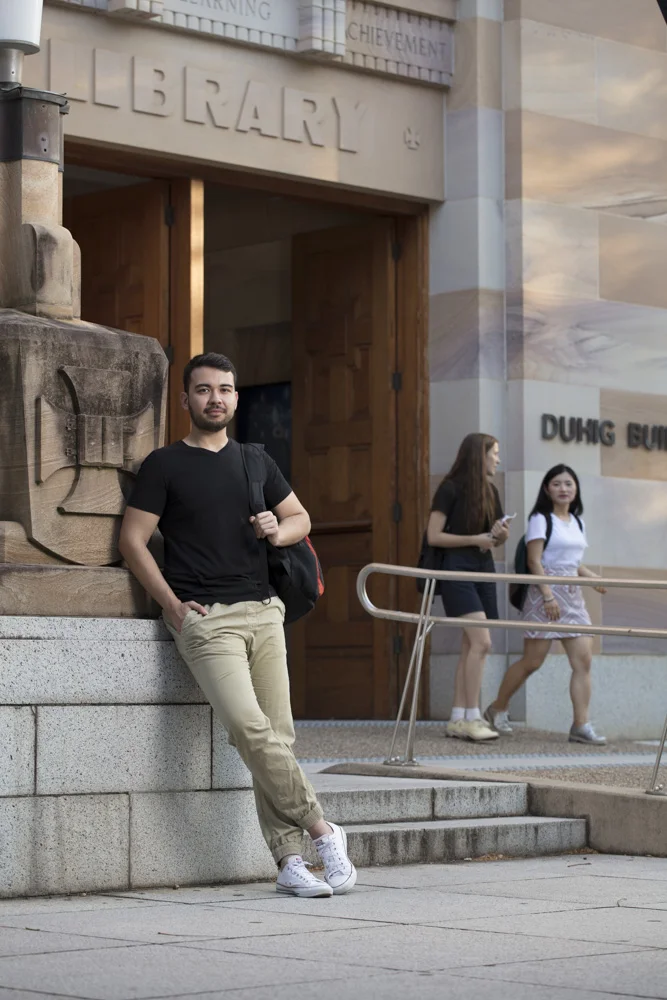 students at The University of Qld, Library building near Campbell Place