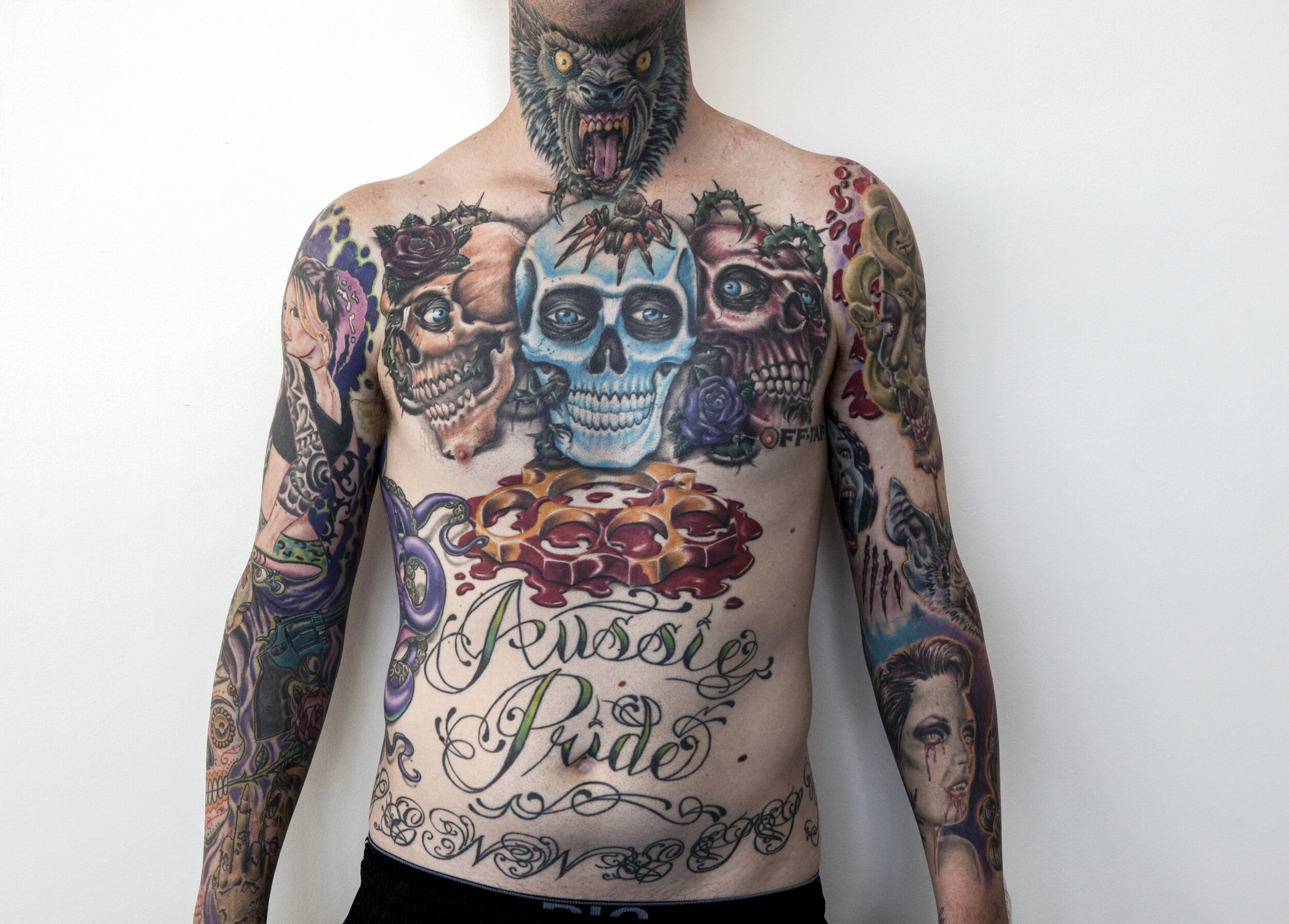 Surf N Ink Tattoo Show, Gold Coast, pictured is Tyler Hennessy, 2years of body work 