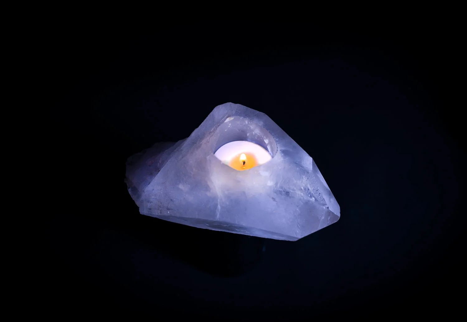 Brutalist Spirit Stone Clear Quartz crystal candle holder