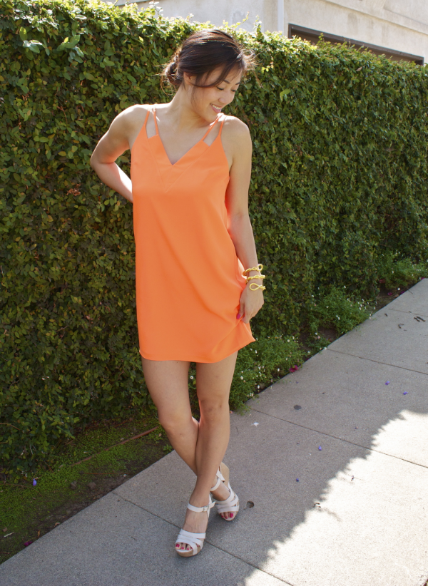 CeCe dress and bendable bracelet, BCBG wedges