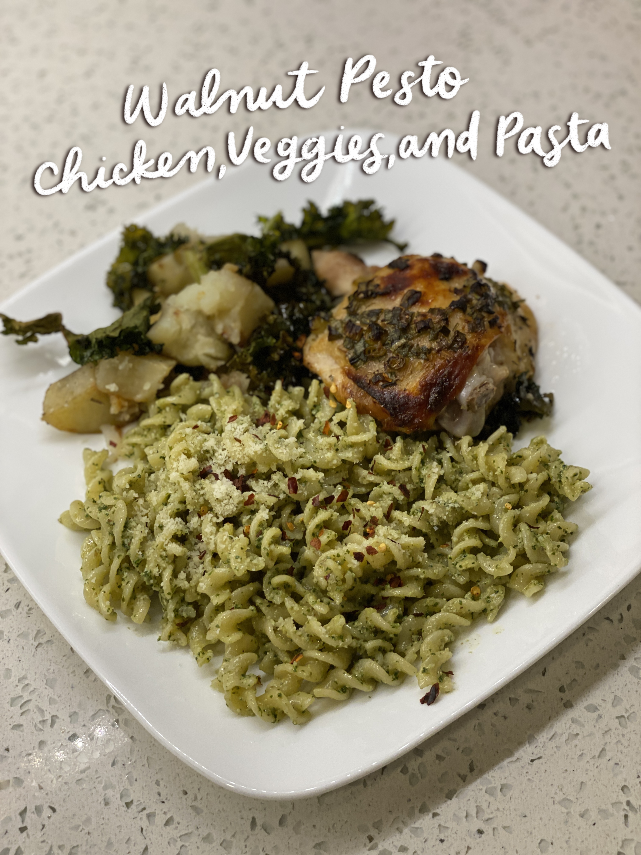 How to Make Walnut Pesto Chicken, Veggies, and Pasta
