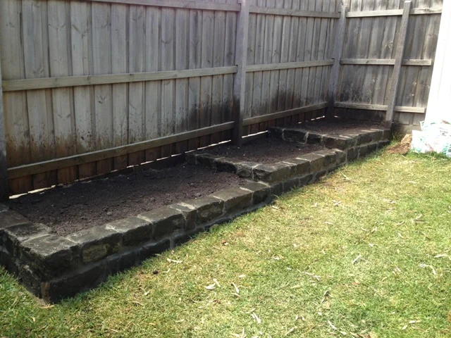 Blue stone garden beds