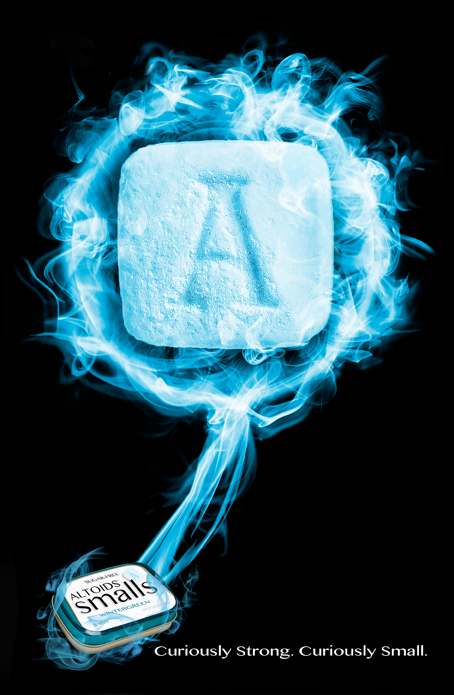 Altoid Smalls , 2013 A practice in Photoshop manipulation. A combination of a photographed tangible object and nothing made into something.