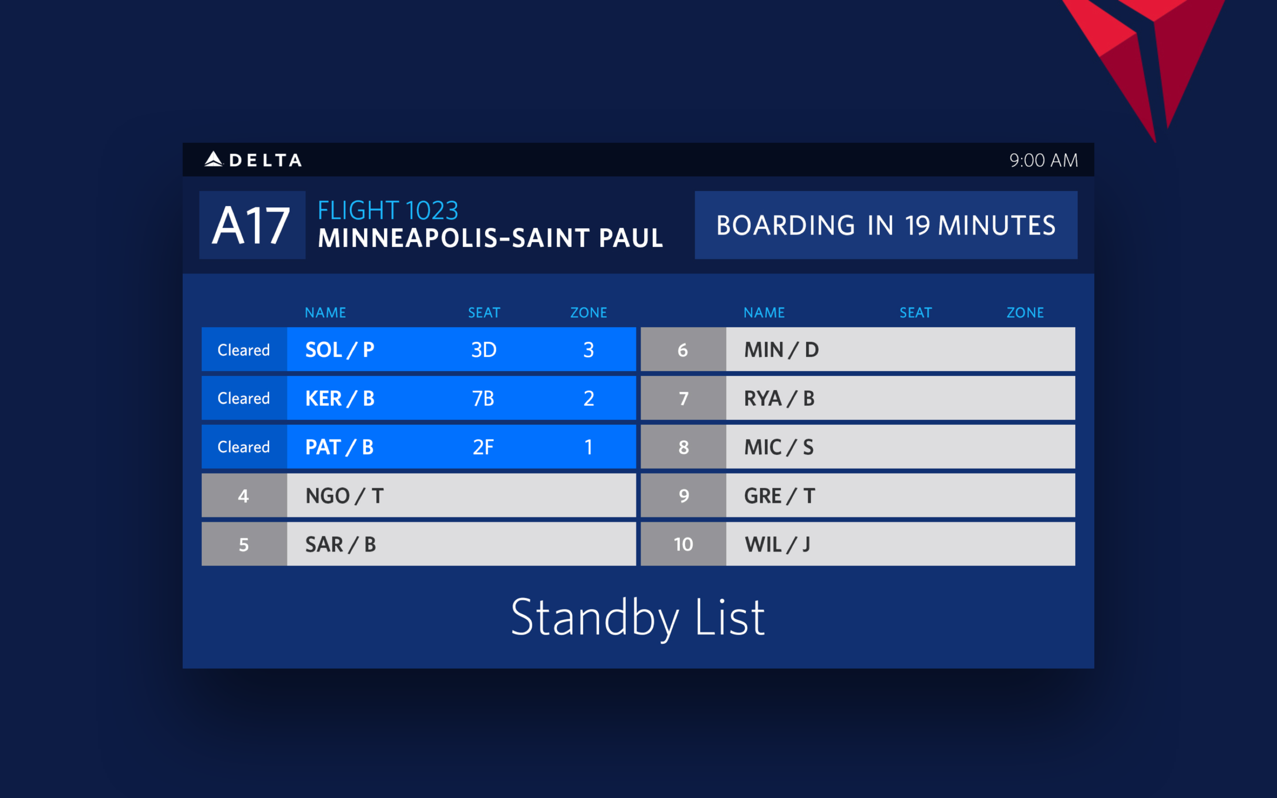 The design provides an uncluttered presentation with an extreme focus on distilling information to is most essential presentation. A strict design system and information hierarchy was tailored for the specific context of the terminal, engaging both at-a-glance audiences and those waiting to board.