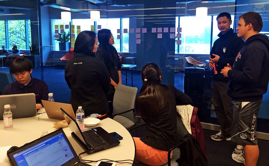 Saturday morning starts with Post-It brainstorming: Why do people go on non-productive websites? How customizable will the plugin be?