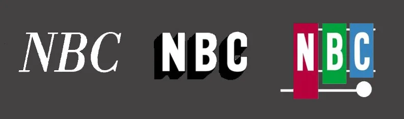 NBC logos from 1946, 1952 and 1954