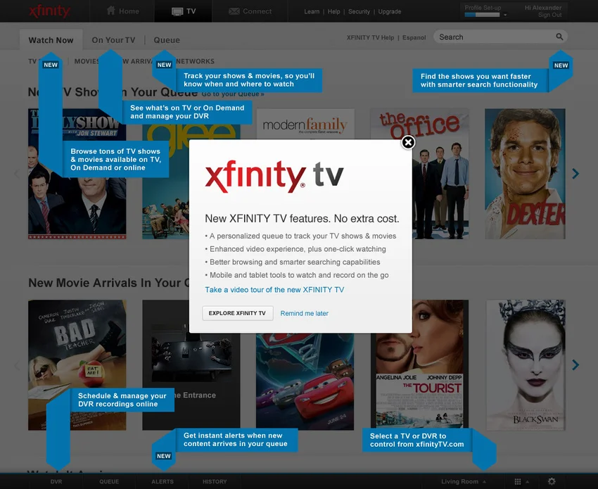 Comcast: XFINITY TV Instructional Overlay