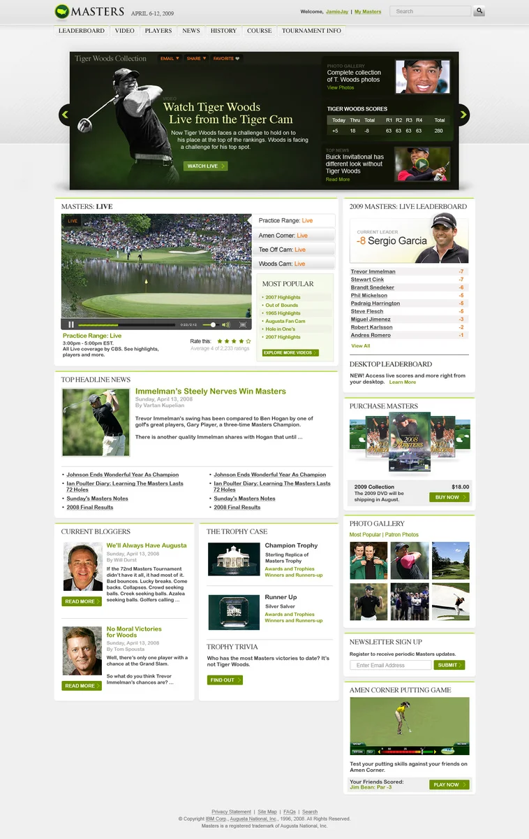 The Masters: Conceptual Website