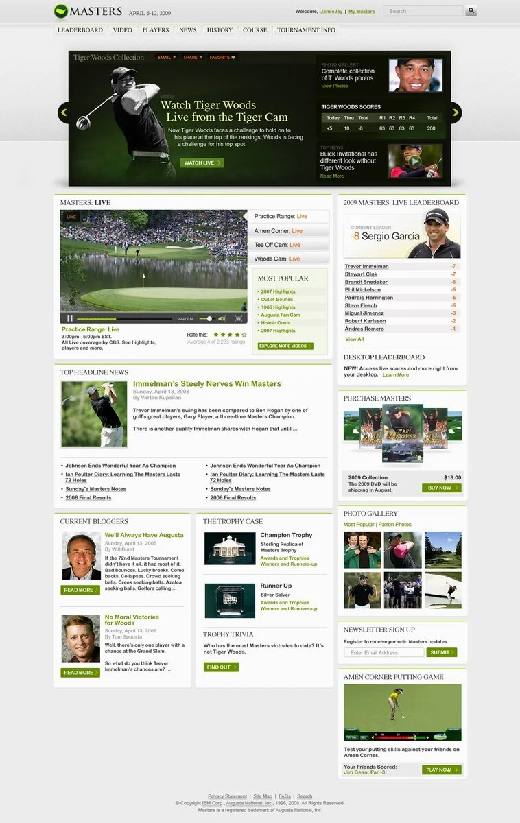 THEMASTERS.org Website Concept (UX & Creative Direction)