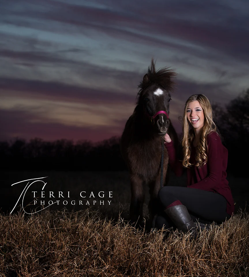 Senior with miniature horse photo