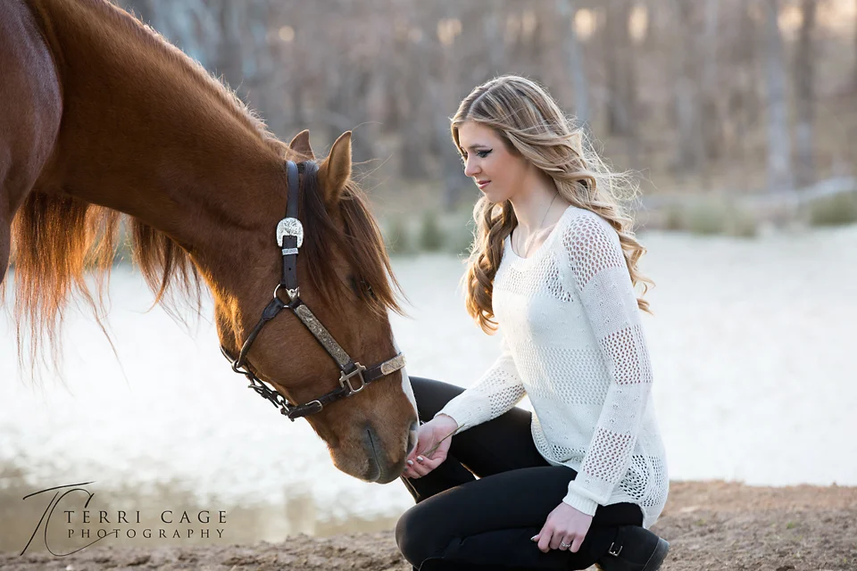 Senior with horse profile shot