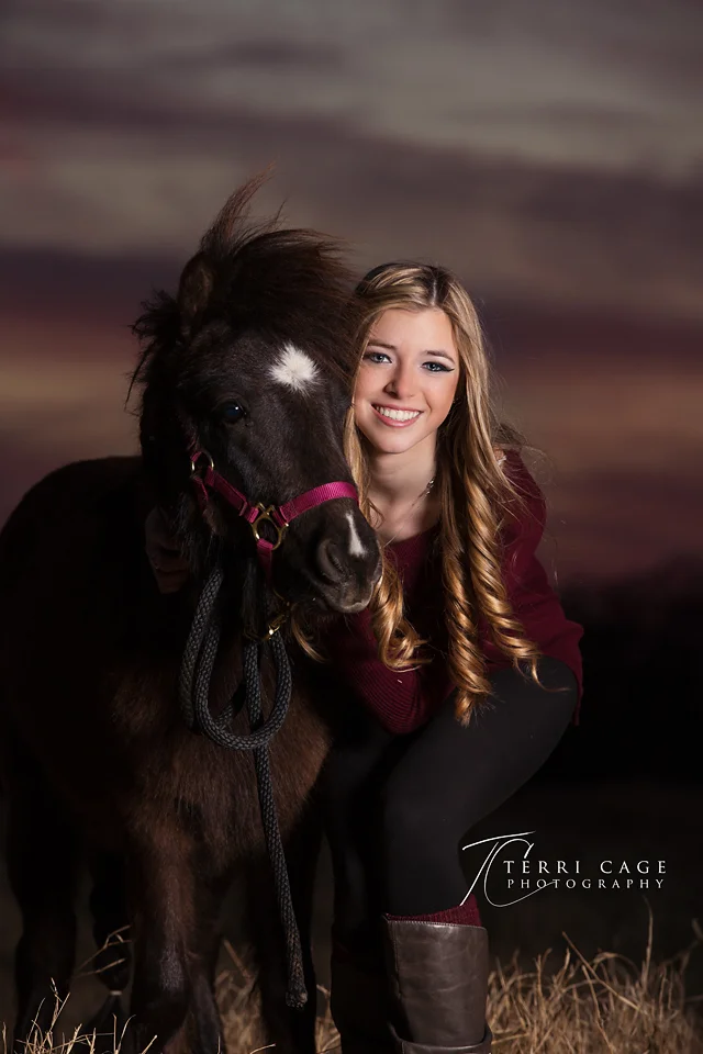 Senior with miniature horse portrait