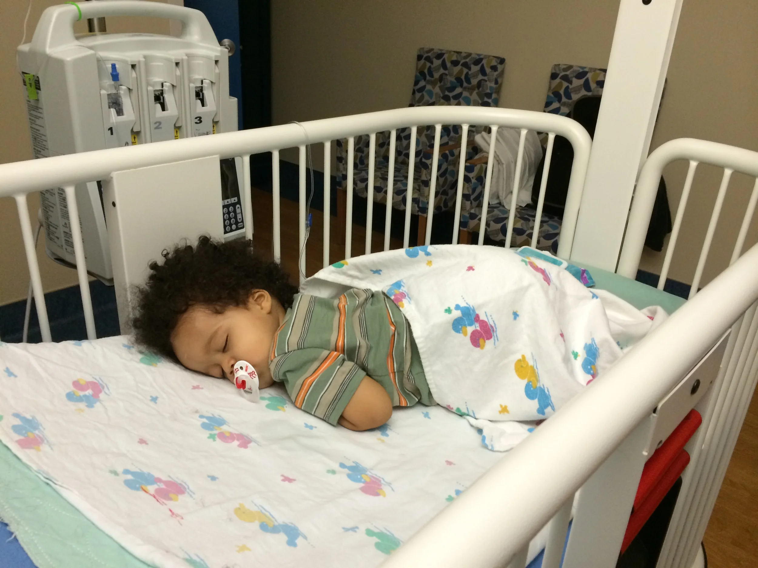 Feeling much better and resting in the hospital after a rough day