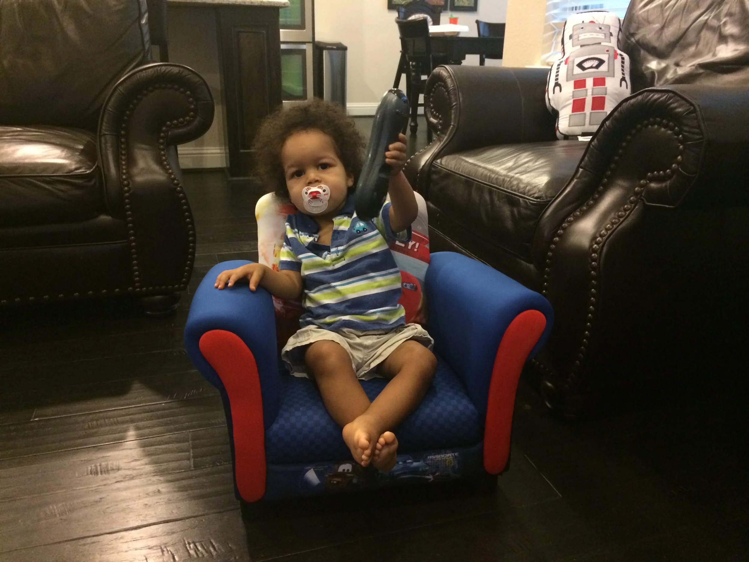 A few minutes later Elliott broke the remote. It was wroth it to see him actually interested in playing with something.