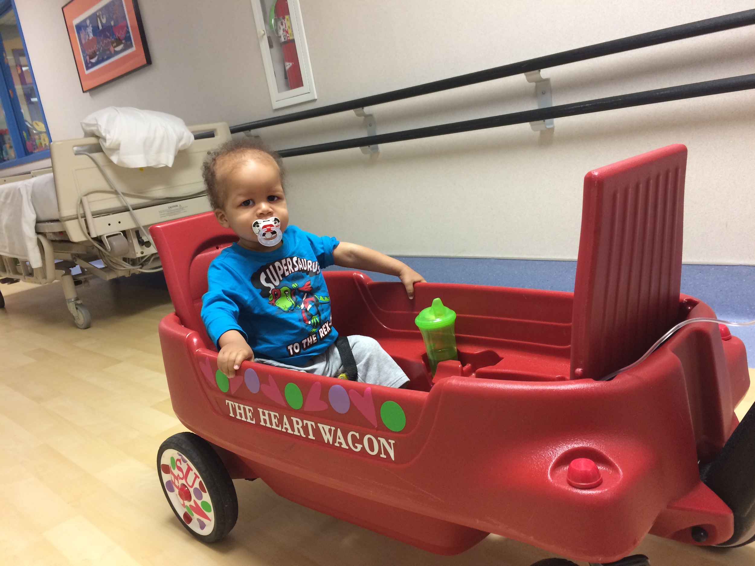 It was kind of appropriate that this wagon was from the Congenital Heart Surgical Unit (CHSU) since that was the unit he was first admitted to when we initially came to the hospital. If you recall the pictures from day 1 when he was connected to everything, that was in the CHSU