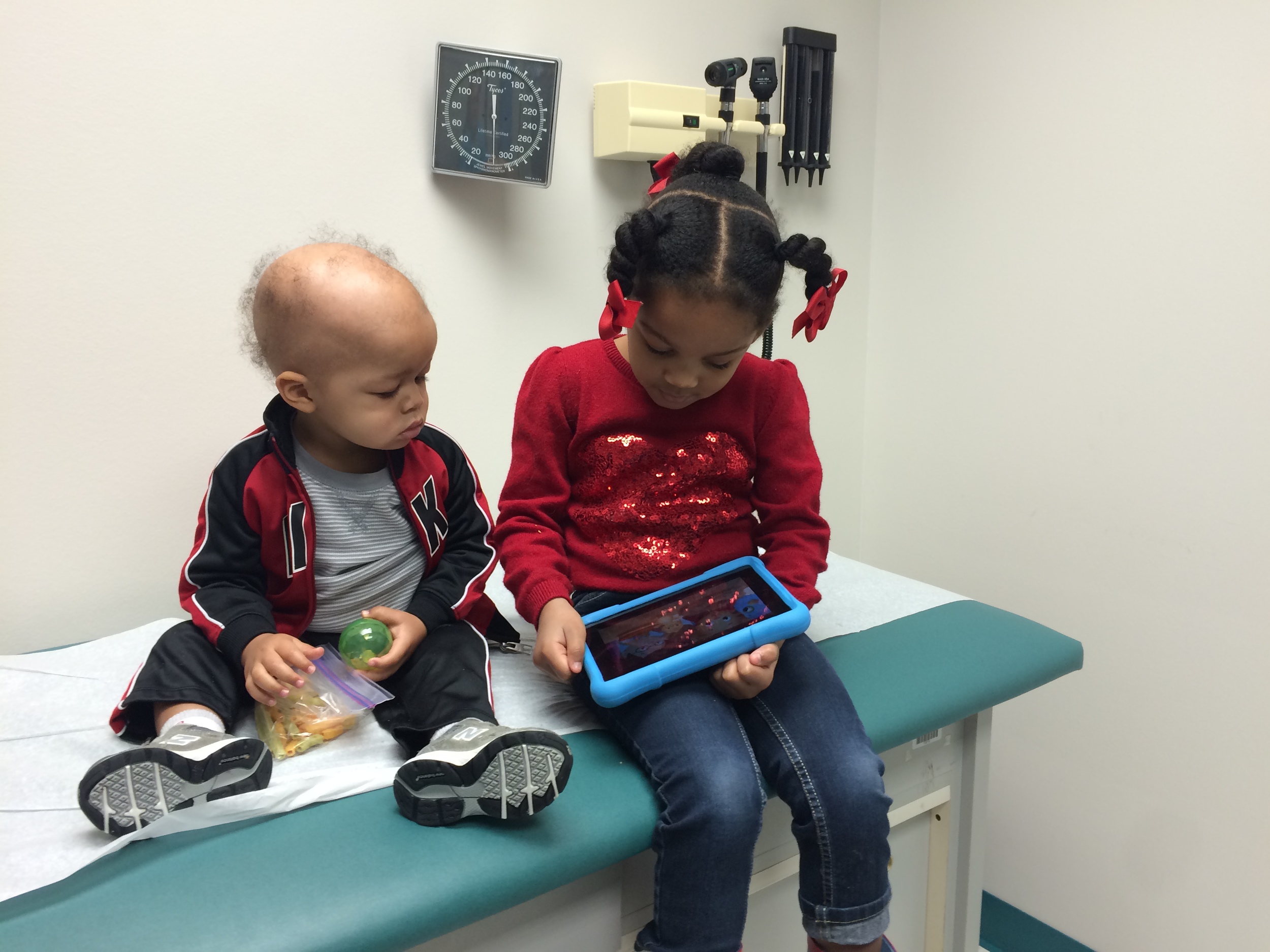 Day 225: Laurel joining Elliott for treatment during a "snow day"