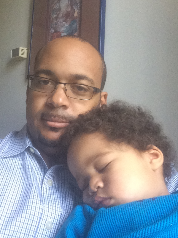Day 474: The better Elliott feels, the more he dislikes going to chemo. During this last treatment he refused to let me put him down and later fell asleep in my arms.