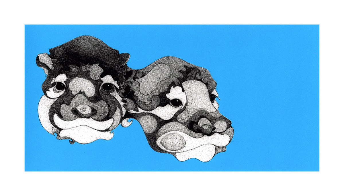 Blockhead Series - Otters, serigraph, 8 x 16 on 12 x 20 paper