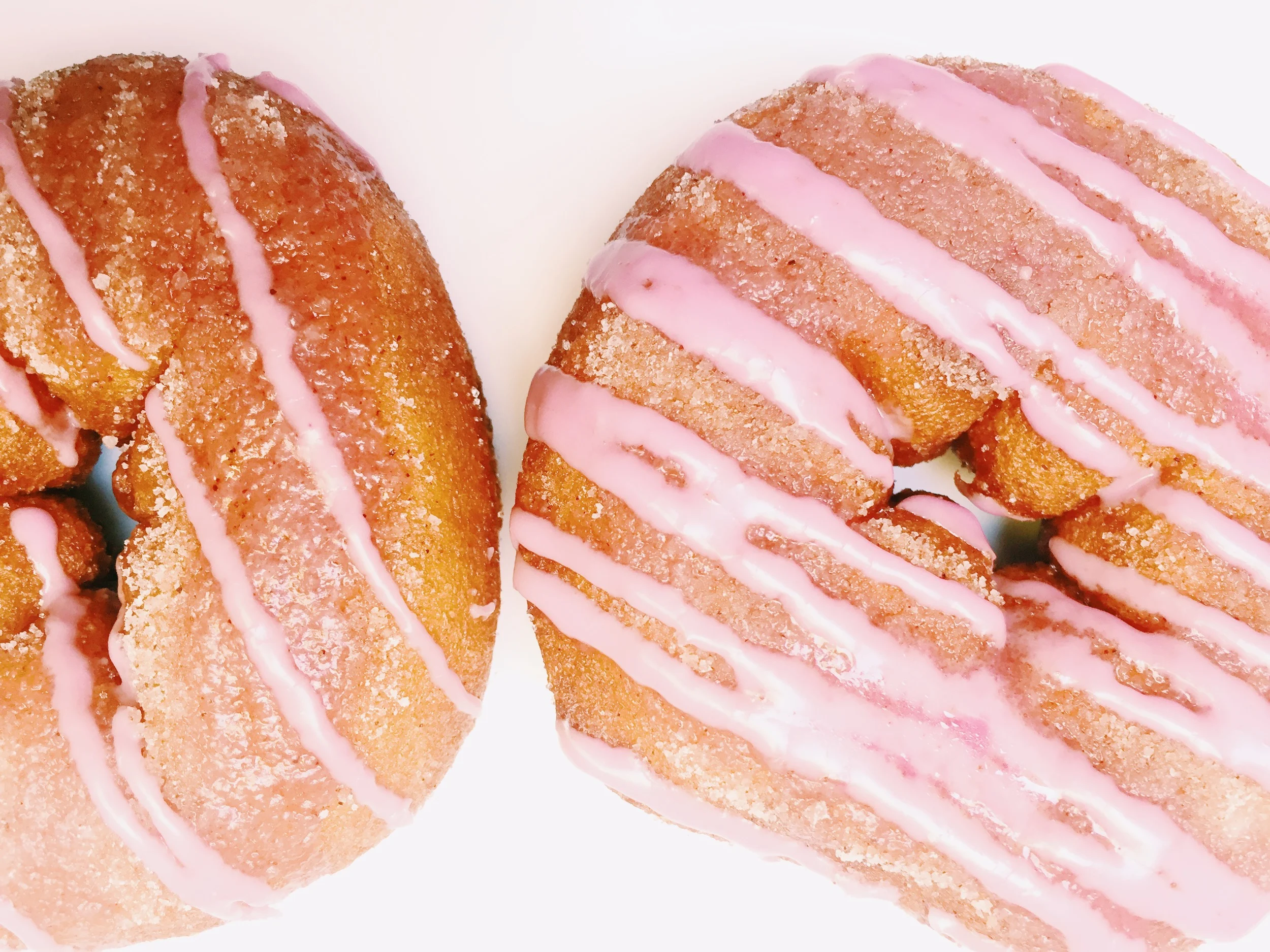 gluten-free apple cider donuts with beet sugar glaze