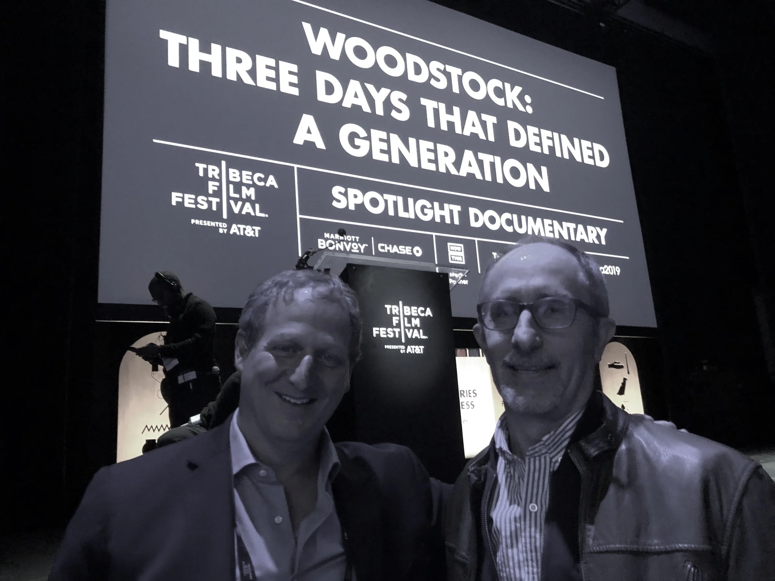 Barak Goodman, director (on the left) with composer John Kusiak. Photo by Laura Barrett.